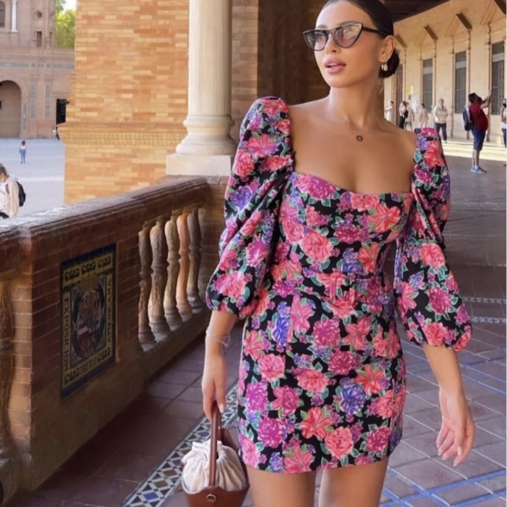 Zara Floral Mini Dress - Pink and Purple